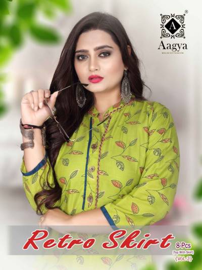 Retro Skirt Vol 2 By Aagya Fancy Rayon Top With Skirt Collection